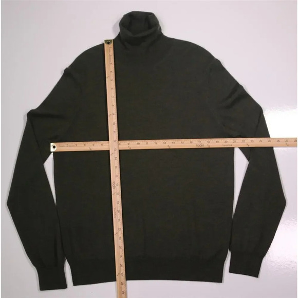 Saks Fifth Avenue Green Knit Wool-Acrylic Turtleneck Large - Picture 3 of 6